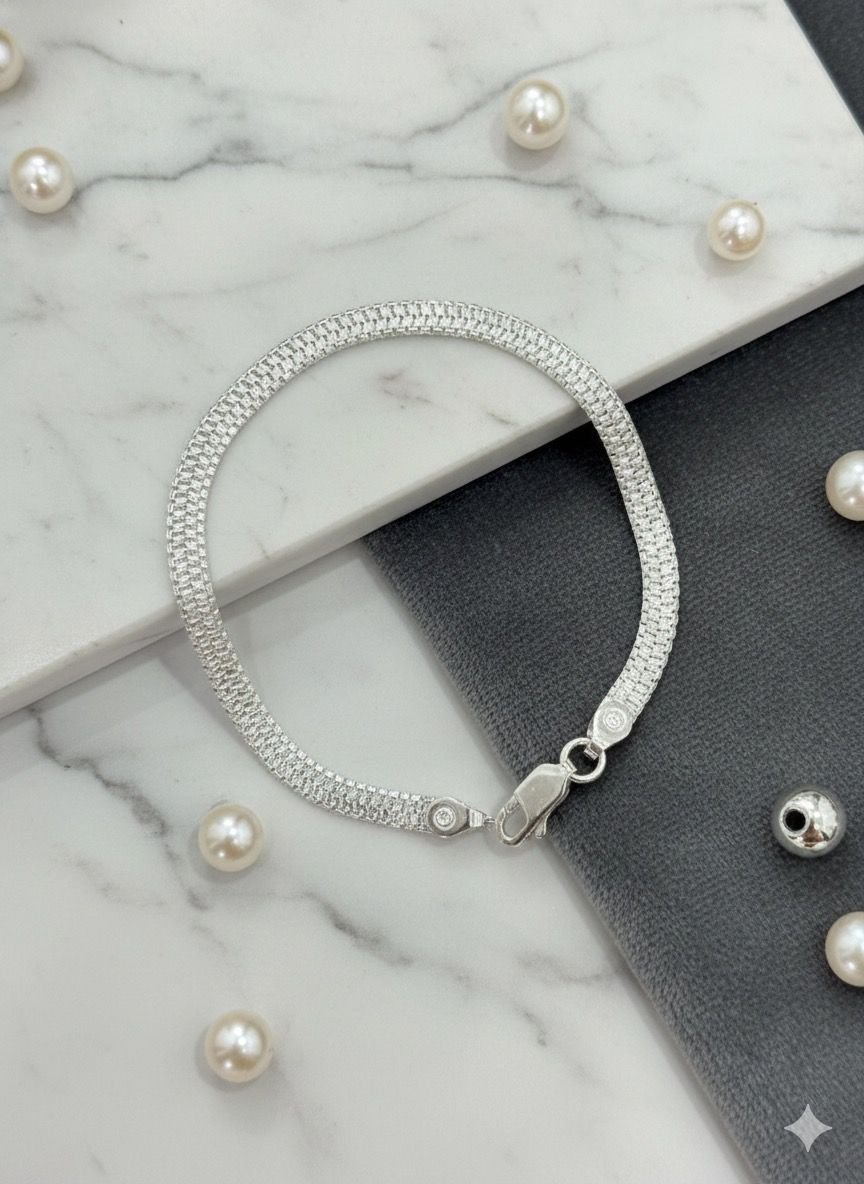 Silver For Mens Flat Rawa Chain Bracelet